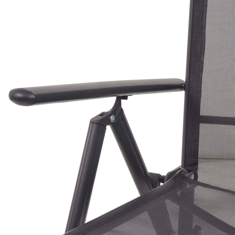 Reclining Deck Chair Aluminium and Textilene Black