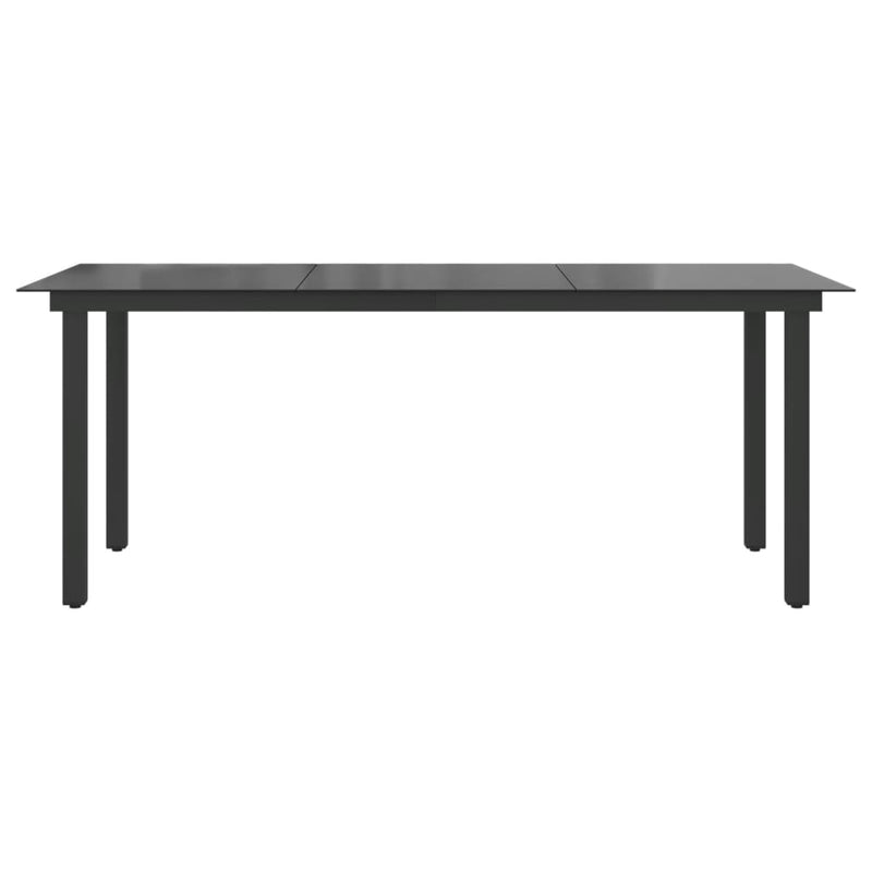 Garden Table Black 190x90x74 cm Aluminium and Glass