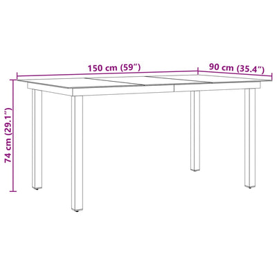 Garden Table Black 190x90x74 cm Aluminium and Glass