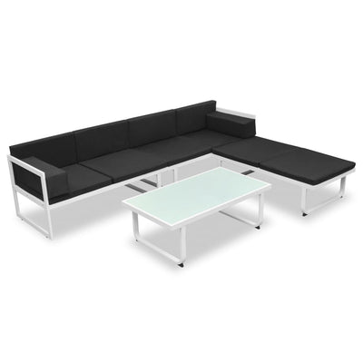 4 Piece Garden Lounge Set with Cushions Aluminium Black