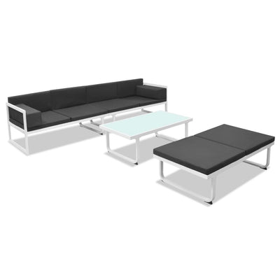 4 Piece Garden Lounge Set with Cushions Aluminium Black