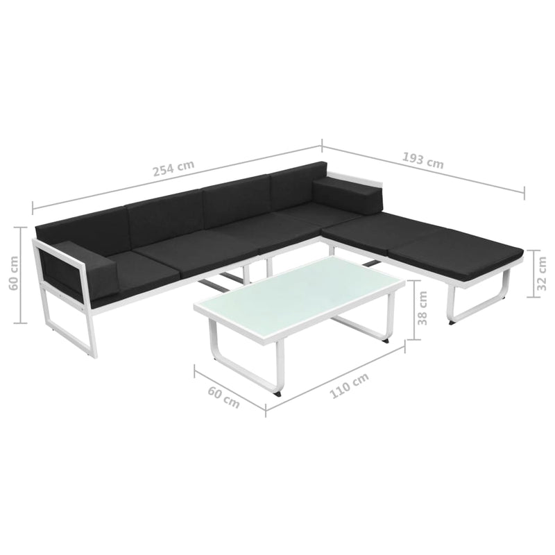 4 Piece Garden Lounge Set with Cushions Aluminium Black