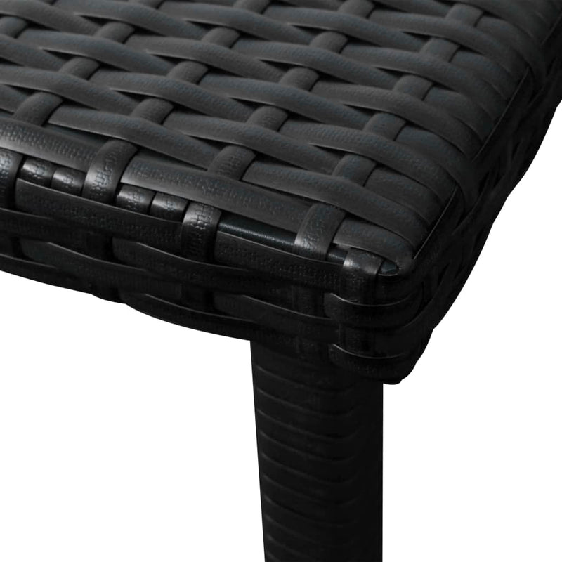 Sun Lounger with Cushion & Table Poly Rattan Black