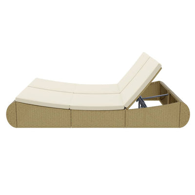 Outdoor Lounge Bed Poly Rattan Beige