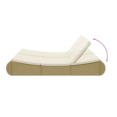 Outdoor Lounge Bed Poly Rattan Beige