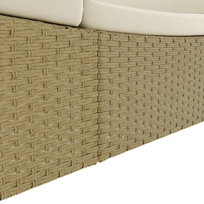 Outdoor Lounge Bed Poly Rattan Beige