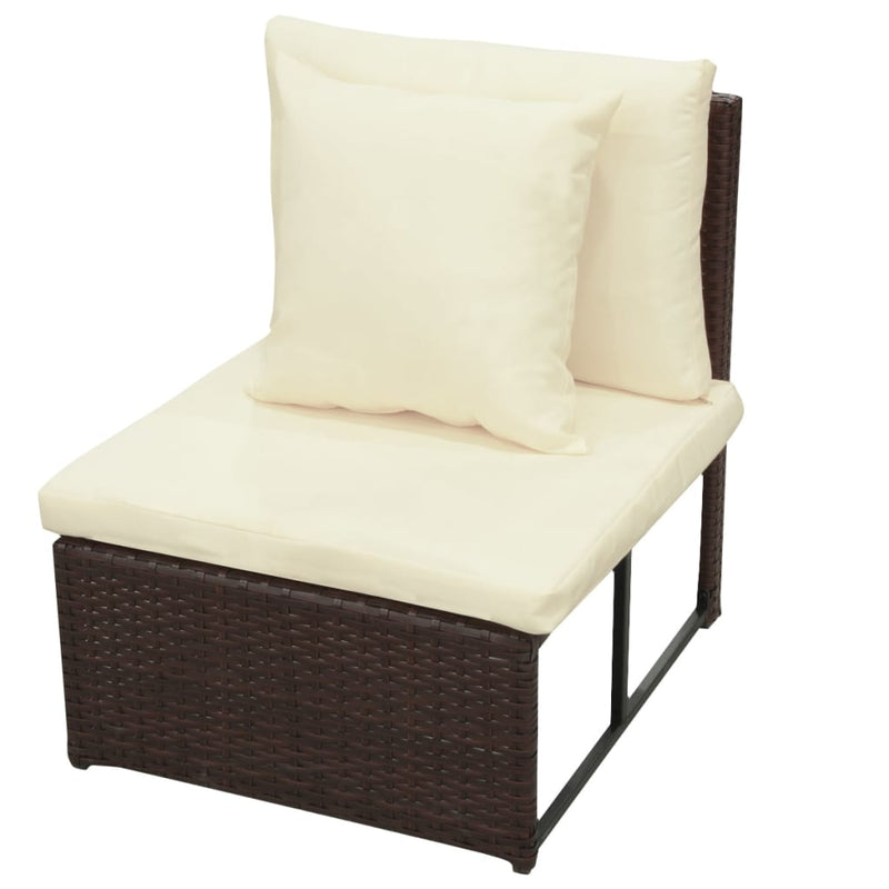 8 Piece Garden Lounge Set with Cushions Poly Rattan Brown