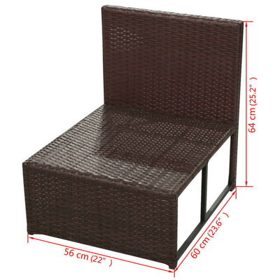 8 Piece Garden Lounge Set with Cushions Poly Rattan Brown