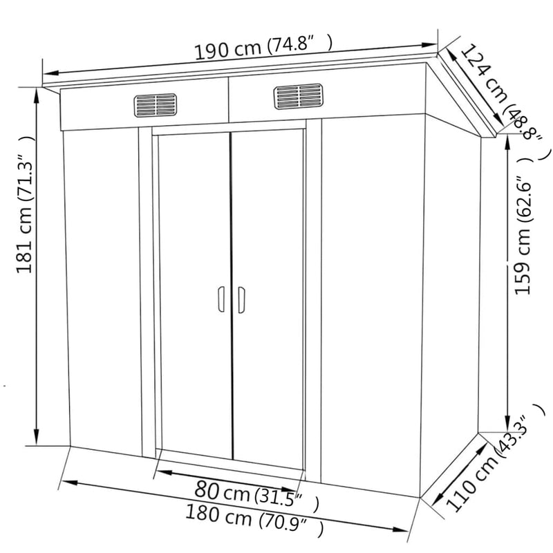 Garden Shed Green Metal