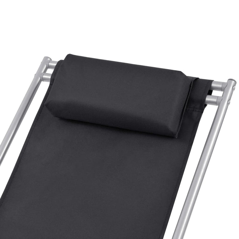 Reclining Deck Chairs 2 pcs Steel Black