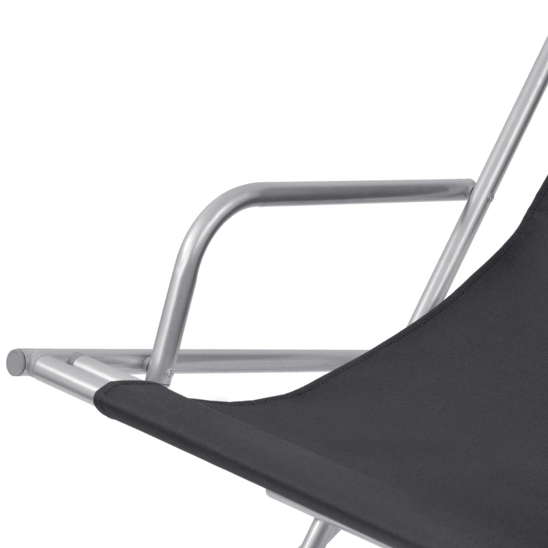 Reclining Deck Chairs 2 pcs Steel Black