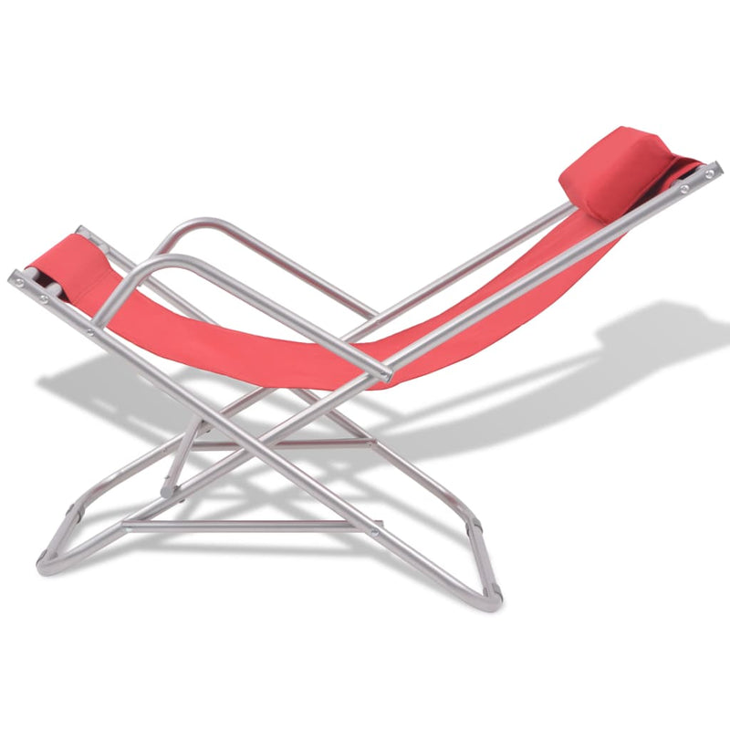 Reclining Deck Chairs 2 pcs Steel Red