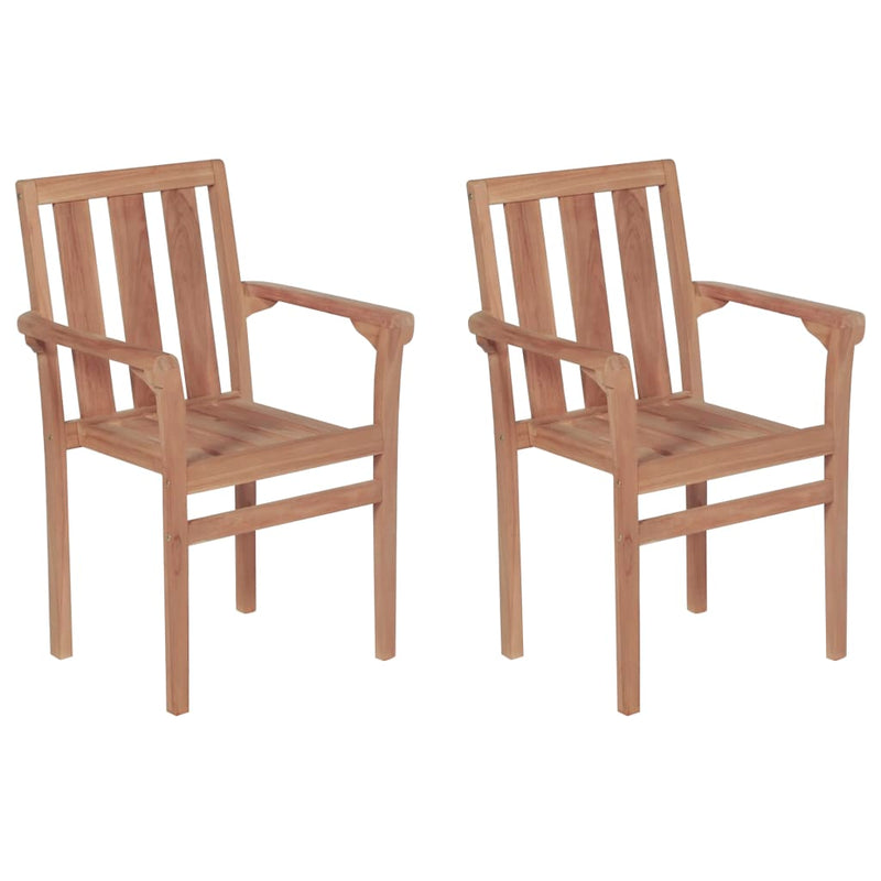 Stackable Garden Chairs 2 pcs Solid Teak Wood