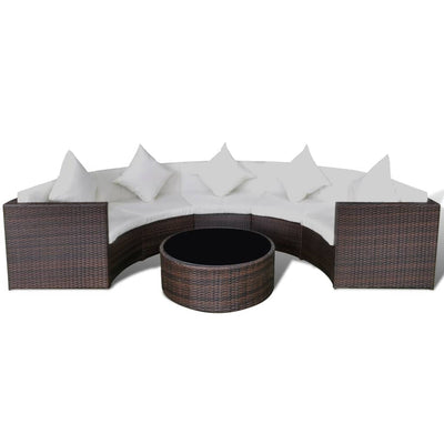 6 Piece Garden Lounge Set with Cushions Poly Rattan Brown