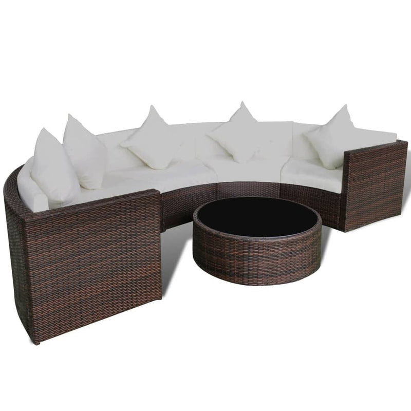 6 Piece Garden Lounge Set with Cushions Poly Rattan Brown