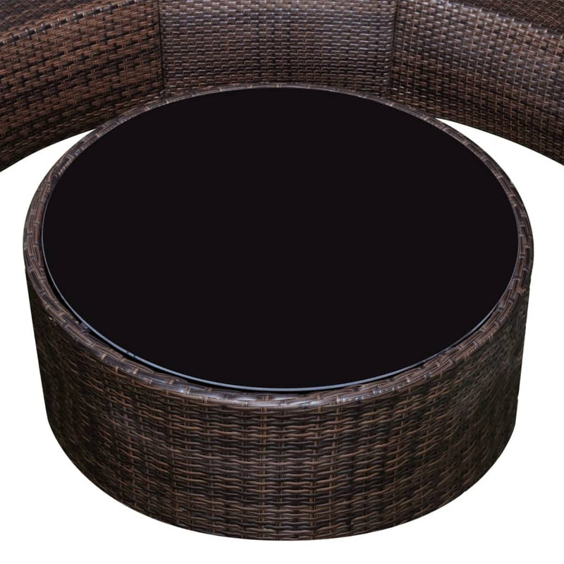 6 Piece Garden Lounge Set with Cushions Poly Rattan Brown