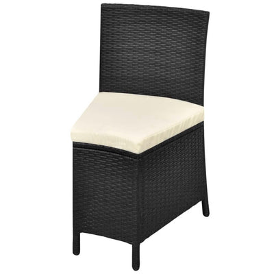 7 Piece Outdoor Dining Set with Cushions Poly Rattan Black