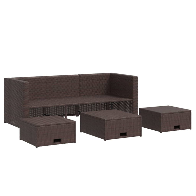 4 Piece Garden Lounge Set with Cushions Poly Rattan Brown