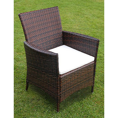 7 Piece Outdoor Dining Set with Cushions Poly Rattan Brown