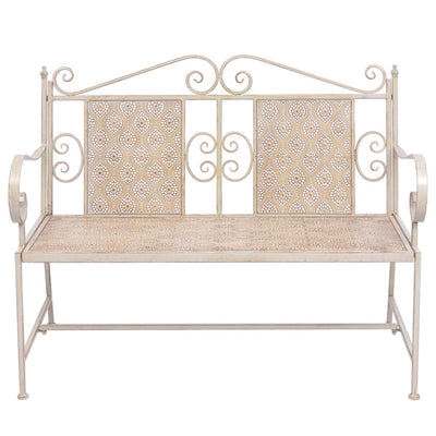 Garden Bench 115 cm Steel Vintage White