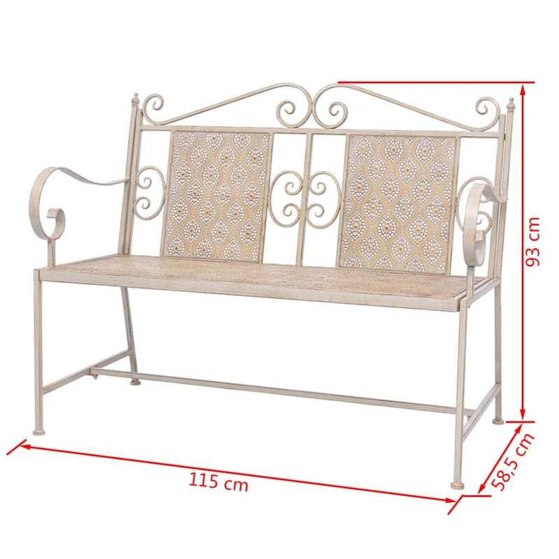 Garden Bench 115 cm Steel Vintage White