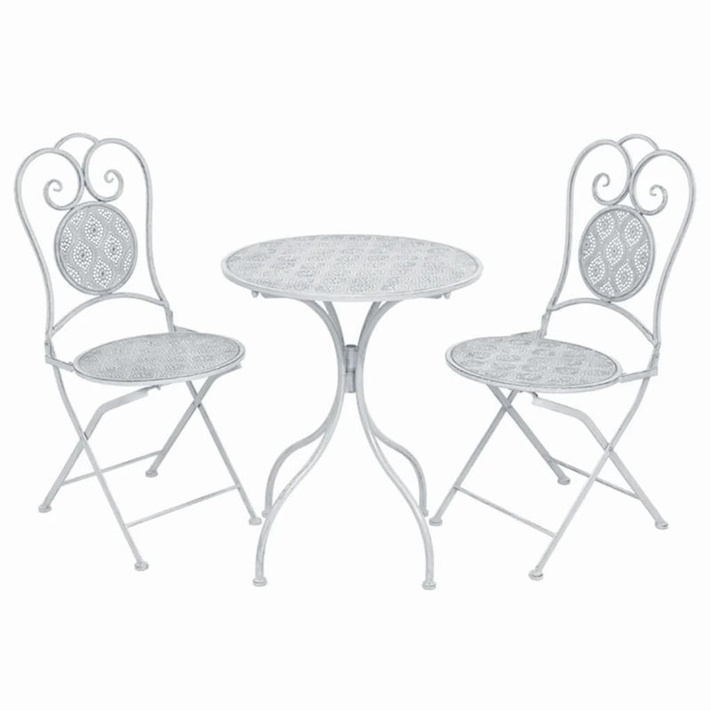 3 Piece Bistro Set Steel Greyish White