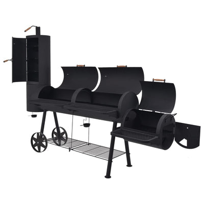 BBQ Charcoal Smoker with Bottom Shelf Black Heavy XXXL