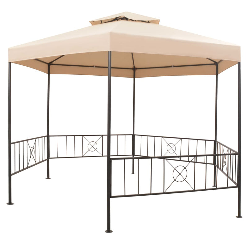 Garden Marquee Gazebo Pavilion Tent Hexagonal Beige 323x265 cm