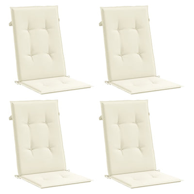 Garden Highback Chair Cushions 4 pcs Cream 120x50x3 cm Fabric