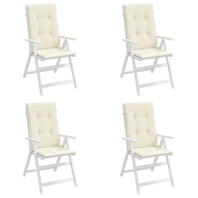 Garden Highback Chair Cushions 4 pcs Cream 120x50x3 cm Fabric