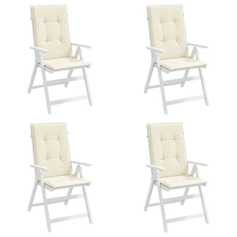 Garden Highback Chair Cushions 4 pcs Cream 120x50x3 cm Fabric