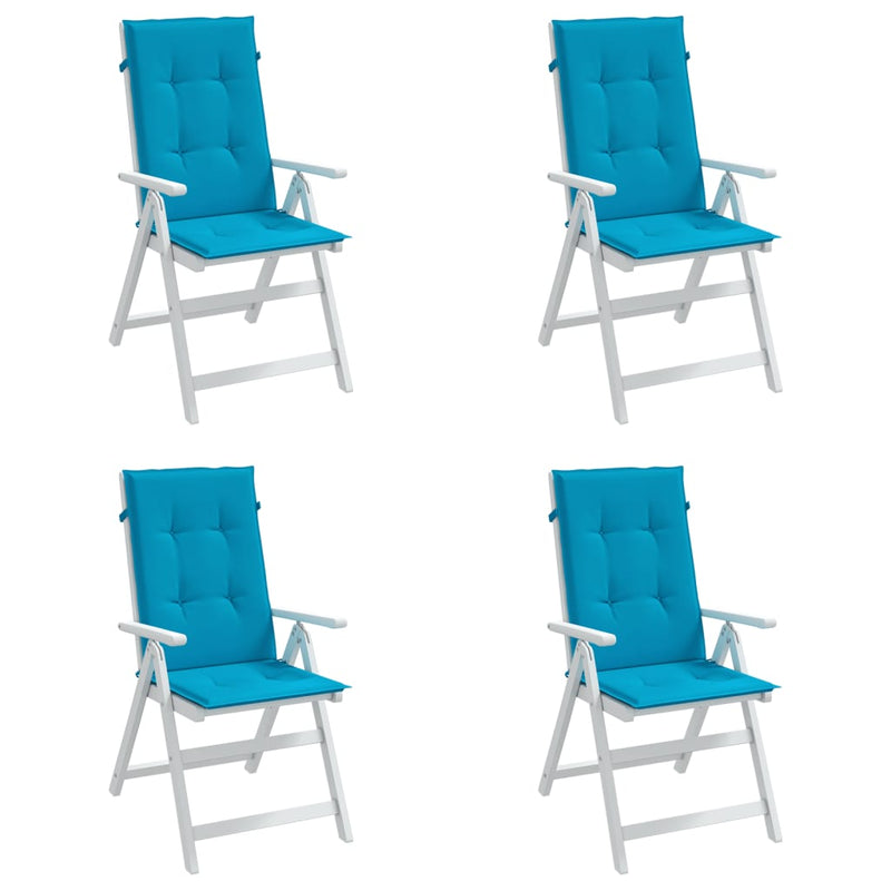 Garden Highback Chair Cushions 4 pcs Blue 120x50x3 cm Fabric