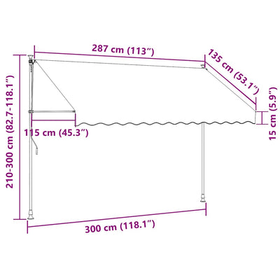 Manual Retractable Awning 300 cm Blue and White Stripes
