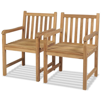 Outdoor Chairs 2 pcs Solid Teak Wood