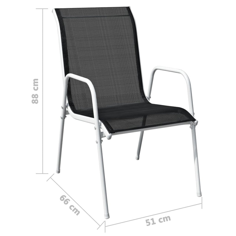 Stackable Garden Chairs 6 pcs Steel and Textilene Black