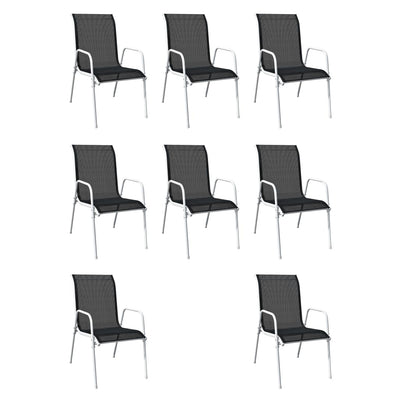 9 Piece Outdoor Dining Set Steel Black