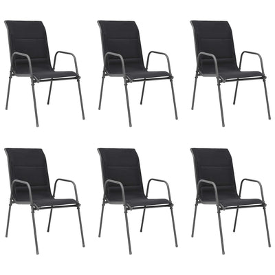 Stackable Garden Chairs 6 pcs Steel and Textilene Black