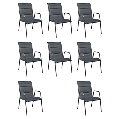 9 Piece Outdoor Dining Set Steel Black