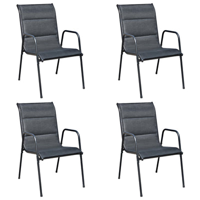 5 Piece Outdoor Dining Set Steel Black