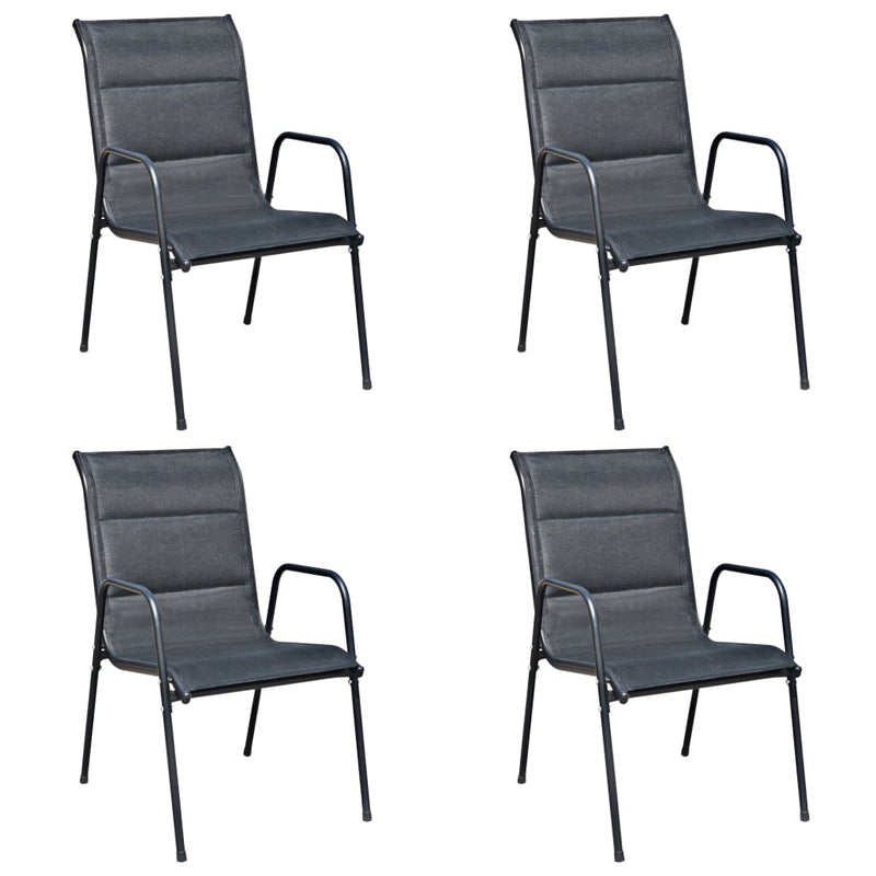 5 Piece Outdoor Dining Set Steel Black