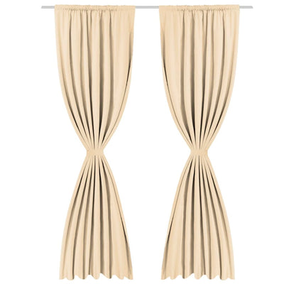 Blackout Curtains 2 pcs Double Layer 140x245 cm Beige