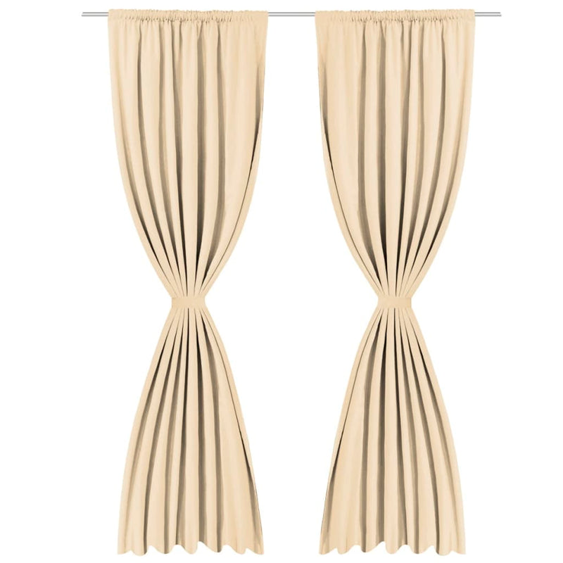 Blackout Curtains 2 pcs Double Layer 140x245 cm Beige