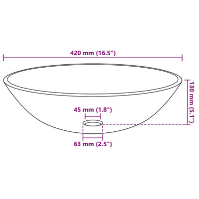 Basin Tempered Glass 42 cm Frosted