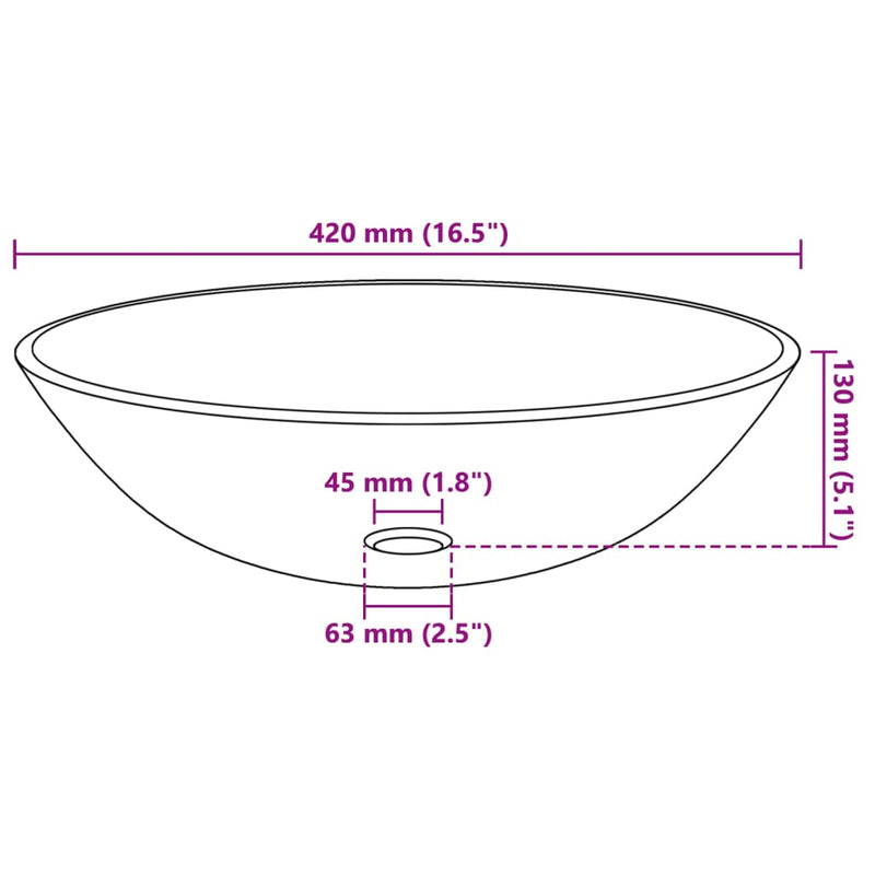 Basin Tempered Glass 42 cm Frosted