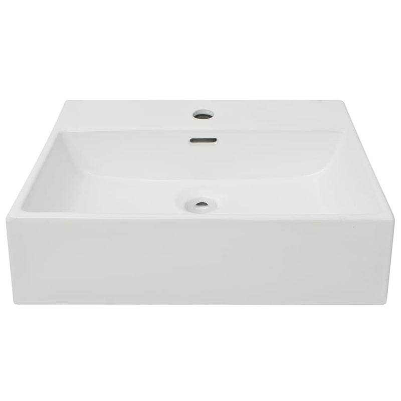 Basin with Faucet Hole Ceramic White 51.5x38.5x15 cm