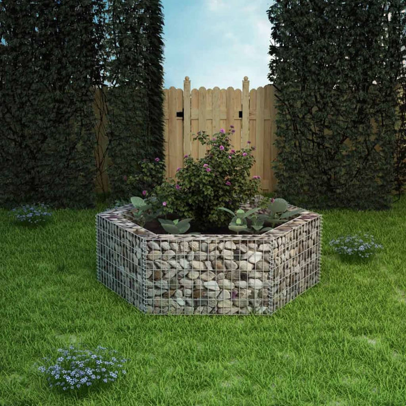 Hexagonal Gabion Raised Bed 160x140x50 cm