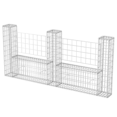 Gabion Basket U-Shape Galvanised Steel 240x20x100 cm