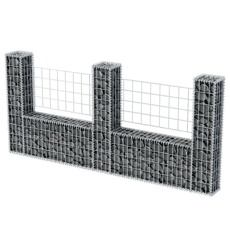 Gabion Basket U-Shape Galvanised Steel 240x20x100 cm