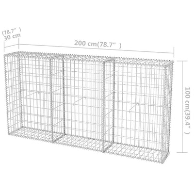 Gabion Basket Galvanised Steel 200x30x100 cm