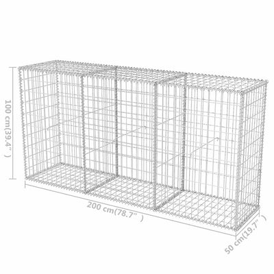 Gabion Basket Galvanised Steel 200x50x100 cm